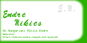 endre mikics business card